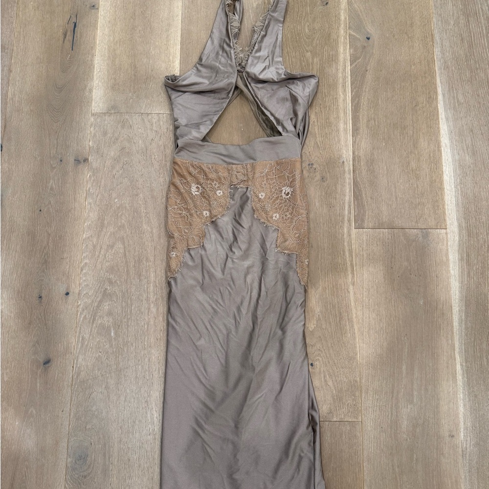 Michael Costello Taupe Backless Dress